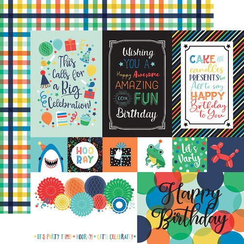 Echo Park - It's Your Birthday Boy Collection - 12 x 12 Double Sided Paper - Multi Journaling Cards