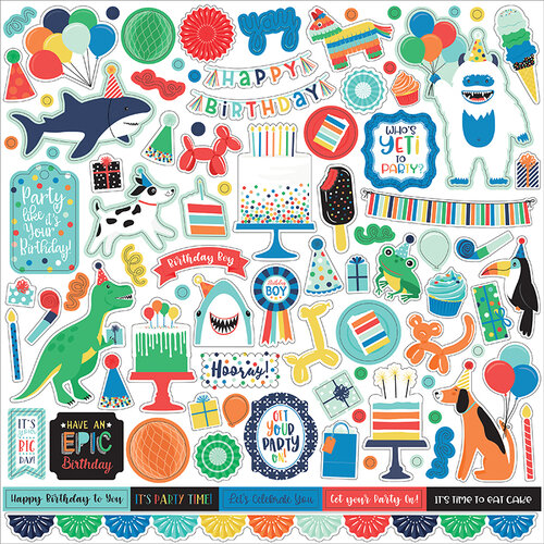 Echo Park - It's Your Birthday Boy Collection - 12 x 12 Cardstock Stickers - Elements