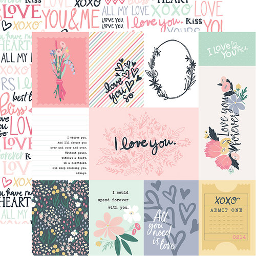 Echo Park - You and Me Collection - 12 x 12 Double Sided Paper - 3 x 4 Journaling Cards