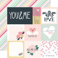 Echo Park - You and Me Collection - 12 x 12 Double Sided Paper - Multi Journaling Cards