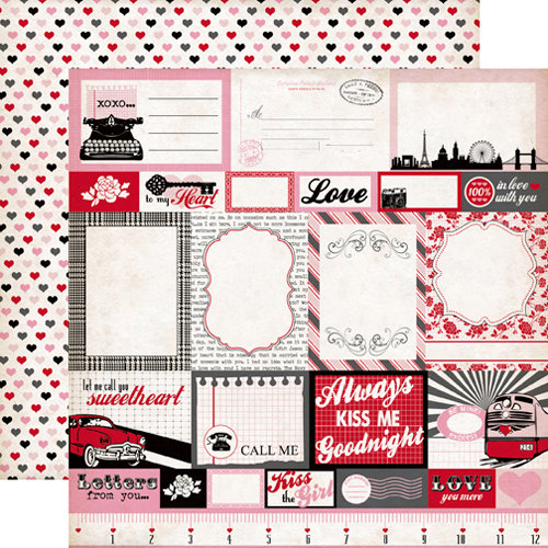 Echo Park - Yours Truly Collection - 12 x 12 Double Sided Paper - Journaling Cards