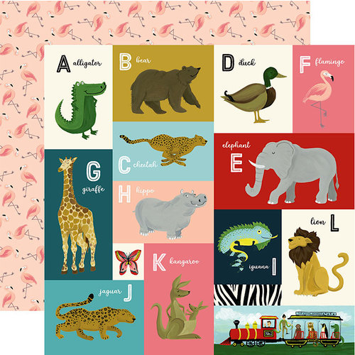 Echo Park - Animal Safari Collection - 12 x 12 Double Sided Paper - A-L Animal Alphabet Cards