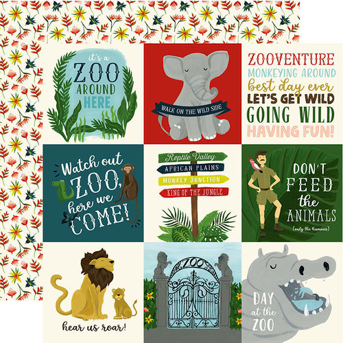 Echo Park - Animal Safari Collection - 12 x 12 Double Sided Paper - 4 x 4 Journaling Cards