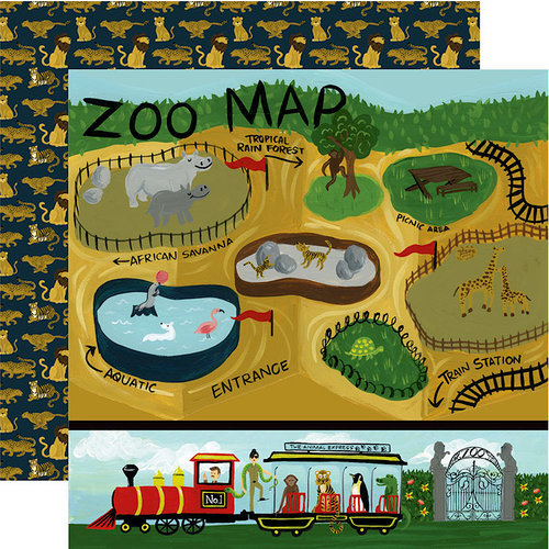 Echo Park - Animal Safari Collection - 12 x 12 Double Sided Paper - Zoo Map