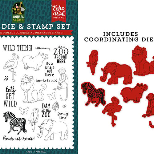 Echo Park - Animal Safari Collection - Designer Die and Clear Photopolymer Stamp Set - Wild Thing
