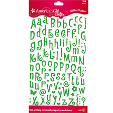 EK Success - American Girl Crafts - Glitter Stickers - Tiny Letters - Lime
