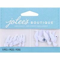 EK Success - Jolee's by You Redux - 3 Dimensional Embellishments with Gem Accents - Mini White Doves