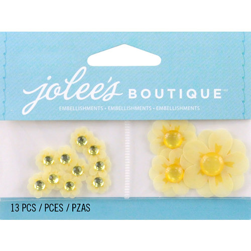 EK Success - Jolee's by You Redux - 3 Dimensional Embellishments with Gem Accents - Yellow Vellum Daisies