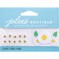 EK Success - Jolee's by You Redux - 3 Dimensional Embellishments with Gem Accents - Mini White Daisies