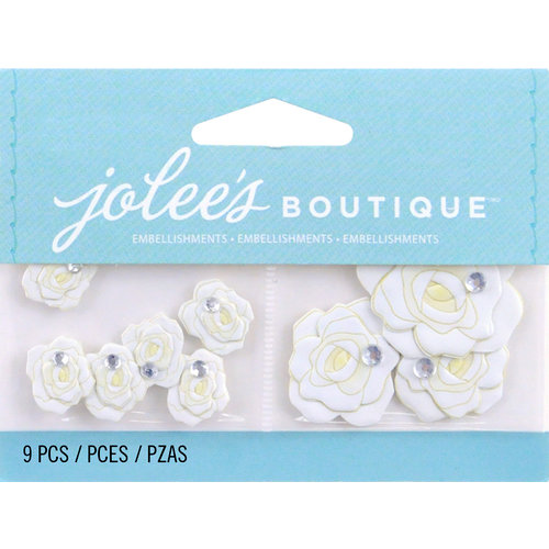 EK Success - Jolee's by You Redux - 3 Dimensional Embellishments with Gem Accents - White Roses