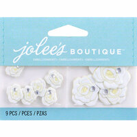 EK Success - Jolee's by You Redux - 3 Dimensional Embellishments with Gem Accents - White Roses