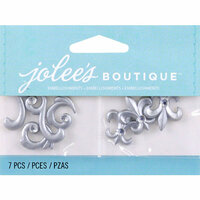 EK Success - Jolee's by You Redux - 3 Dimensional Embellishments with Gem Accents - Silver Flourish and Fleur De Lis