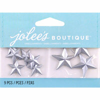 EK Success - Jolee's by You Redux - 3 Dimensional Embellishments - Silver Vintage Stars