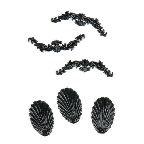 EK Success - Jolee's by You Redux - 3 Dimensional Embellishments - Black Antique Shells