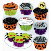 EK Success - Jolee's Boutique - Halloween - 3 Dimensional Stickers with Glitter Accents - Halloween Cupcakes, CLEARANCE