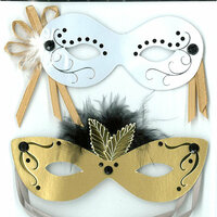 EK Success - Jolee's Boutique - Parcel Refresh Collection - 3 Dimensional Stickers with Foil and Gem Accents - Antique Masks