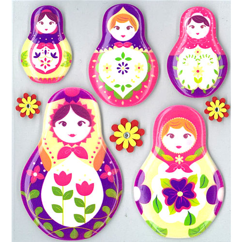 EK Success - Jolee's Boutique - Parcel Refresh Collection - 3 Dimensional Stickers with Gem Accents - Nesting Dolls