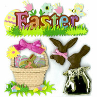 EK Success - Jolee's Boutique - Easter - 3 Dimensional Stickers with Epoxy Foil and Gem Accents - Easter Chocolate Bunnies