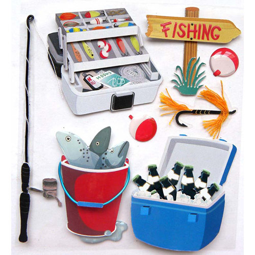EK Success - Jolee's Boutique - 3 Dimensional Stickers with Epoxy and Foil Accents - Fishing