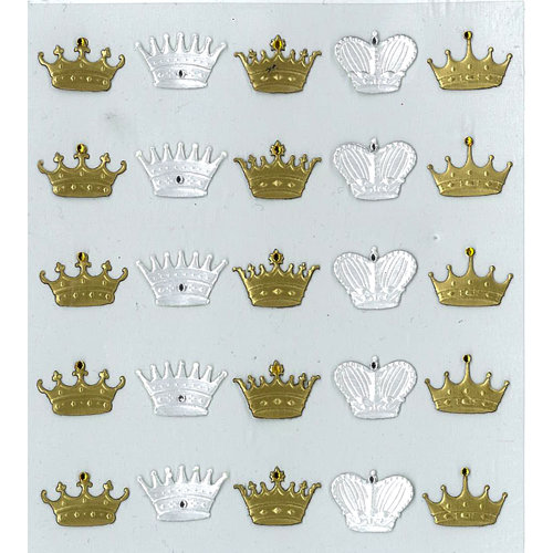 EK Success - Jolee's Boutique - Parcel Refresh Collection - 3 Dimensional Stickers with Foil and Gem Accents - Mini Crown Repeats