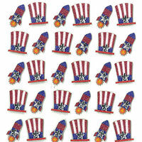 EK Success - Jolee's Boutique - 3 Dimensional Stickers with Gem and Glitter Accents - Patriotic Hats and Rockets Repeats