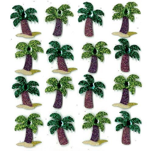 EK Success - Jolee's Boutique - 3 Dimensional Stickers with Gem and Glitter Accents - Palm Tree Repeats