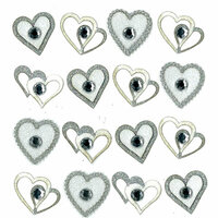 EK Success - Jolee's Boutique - 3 Dimensional Stickers with Gem and Glitter Accents - Wedding Hearts Repeats