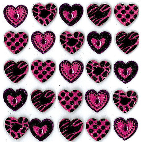 EK Success - Jolee's Boutique - 3 Dimensional Stickers with Gem and Glitter Accents - Animal Print Hearts Repeats