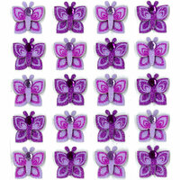 EK Success - Jolee's Boutique - 3 Dimensional Stickers with Gem and Glitter Accents - Purple Butterflies Repeats