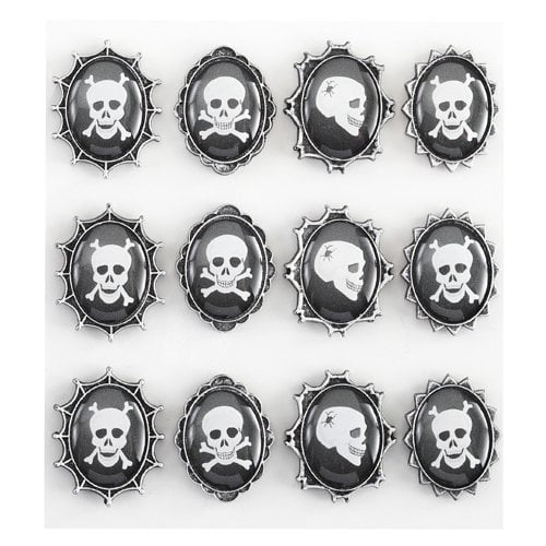 EK Success - Jolee's Boutique - Parcel Refresh Collection - Halloween - 3 Dimensional Stickers with Epoxy Accents - Skull Cameos