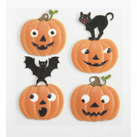 EK Success - Jolee's Boutique - Parcel Refresh Collection - Halloween - 3 Dimensional Stickers with Glitter Accents - Bat and Cat Pumpkins
