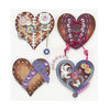 EK Success - Jolee's Boutique - Steampunk Collection - 3 Dimensional Stickers with Foil Gem and Glitter Accents - Hearts