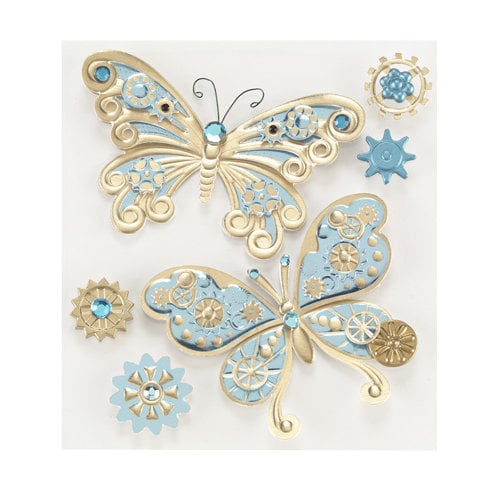 EK Success - Jolee's Boutique - Steampunk Collection - 3 Dimensional Stickers with Foil and Gem Accents - Butterflies