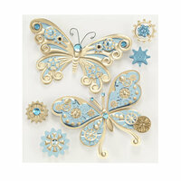 EK Success - Jolee's Boutique - Steampunk Collection - 3 Dimensional Stickers with Foil and Gem Accents - Butterflies