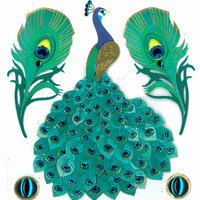 EK Success - Jolee's Boutique - Around the World Collection - 3 Dimensional Stickers with Foil Gem and Glitter Accents - Peacock