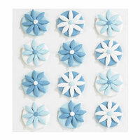 EK Success - Jolee's Boutique - Confections Collection - 3 Dimensional Stickers - Blue Fondant Flowers