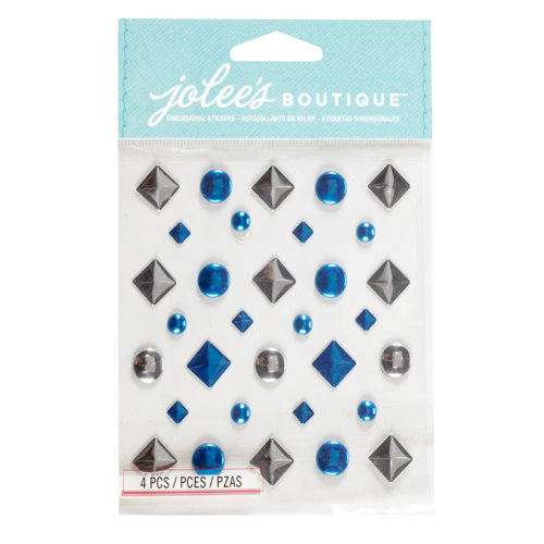 EK Success - Jolee's Boutique - 3 Dimensional Stickers - Blue and Silver Studs