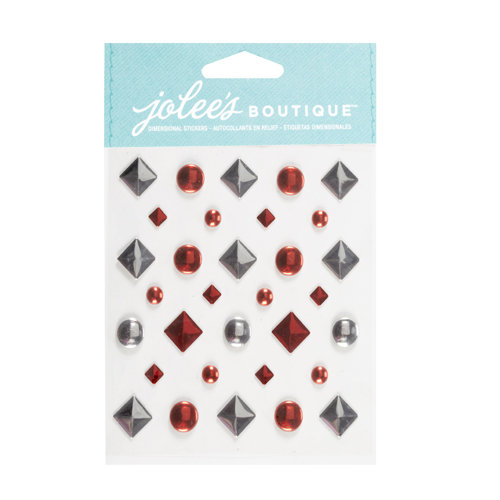 EK Success - Jolee's Boutique - 3 Dimensional Stickers - Red and Silver Studs