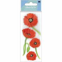 EK Success - Jolee's By You - Dimensional Stickers with Glitter Accents - Mini Red Poppies