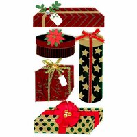 EK Success - Jolee's Boutique - Parcel Collection - Christmas - 3 Dimensional Stickers with Gem Accents - Vintage Glitter Christmas Presents
