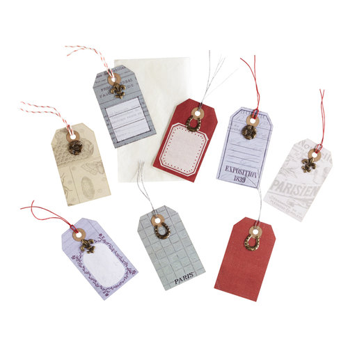 EK Success - Jolee's Boutique - French General Collection - Craft Tags with Metal Embellishments