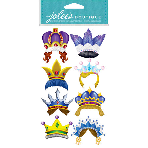 EK Success - Jolee's Boutique - Dress Ups Collection - 3 Dimensional Stickers with Foil and Gem Accents - Fun Crowns