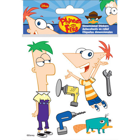 EK Success - Disney Collection - 3 Dimensional Stickers with Epoxy Foil and Varnish Accents - Phineas and Ferb