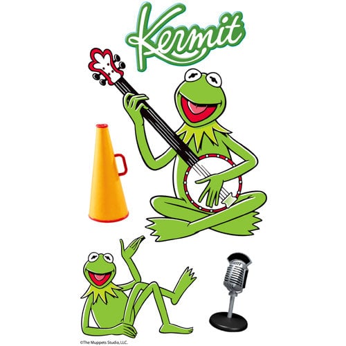 EK Success - The Muppets Collection - 3 Dimensional Stickers with Epoxy Foil and Glitter Accents - Muppets Kermit the Frog