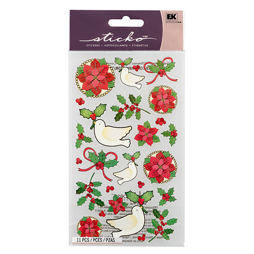 EK Success - Sticko Classic Stickers - Poinsettias and Holly