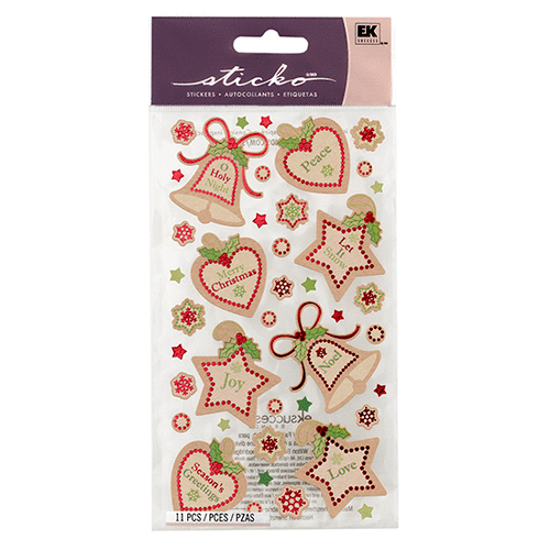 EK Success - Sticko Classic Stickers - Cardstock Stickers with Foil Accents - Kraft Ornaments