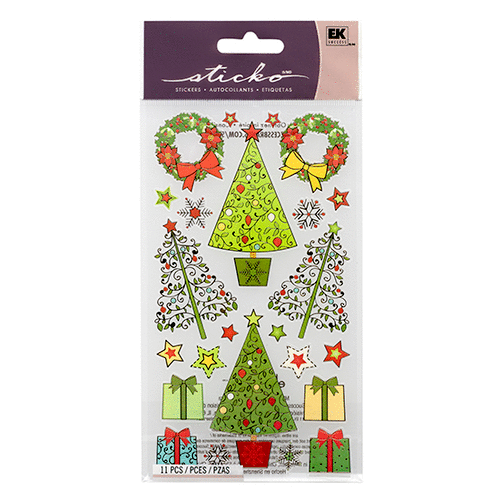 EK Success - Sticko Classic Stickers - Decorative Christmas Trees