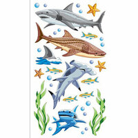 EK Success - Sticko Classic Collection - Stickers - Sharks, CLEARANCE