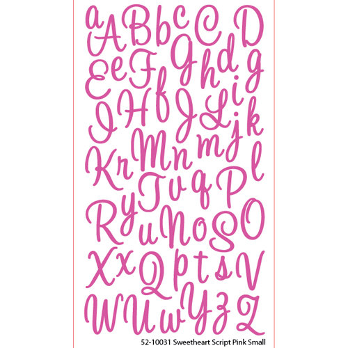EK Success - Sticko Alphas Stickers - Glitter - Small - Sweetheart Script - Pink