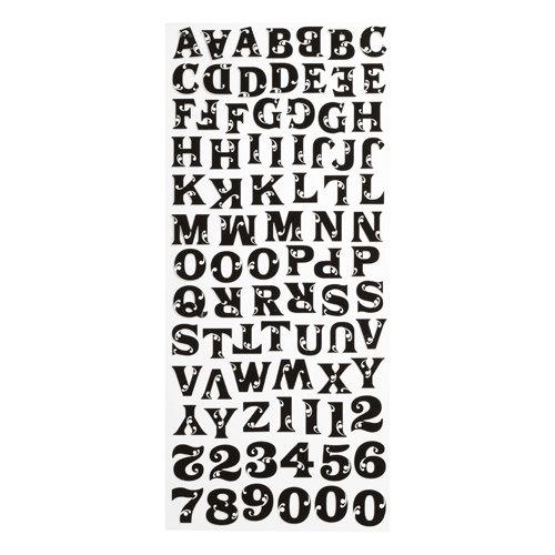 EK Success - Sticko Stickers - Alphabet and Numbers - Large - Black Flourish